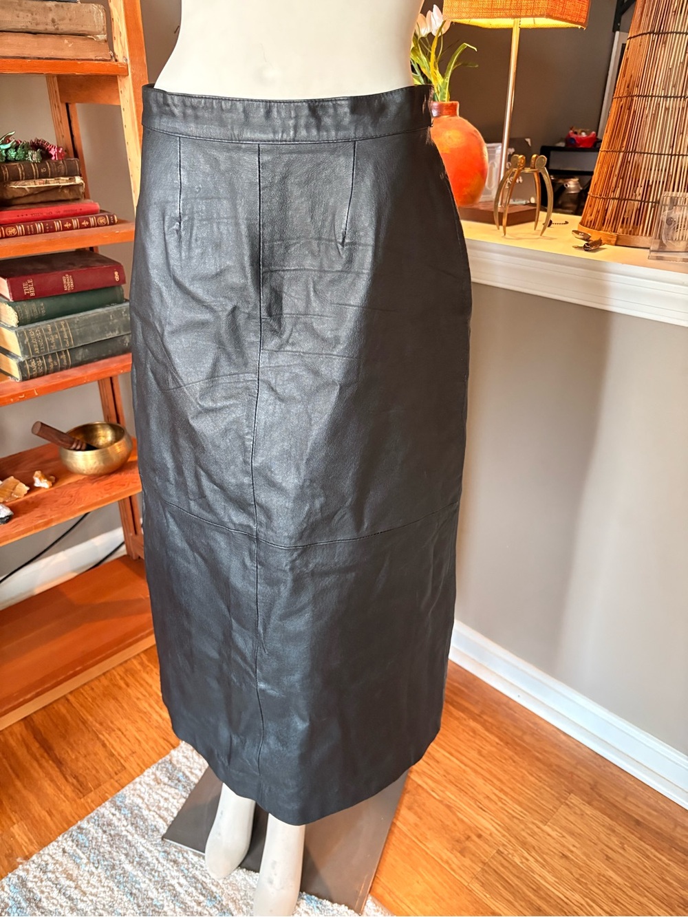 Vintage Lew Magram Black Leather Pencil Skirt